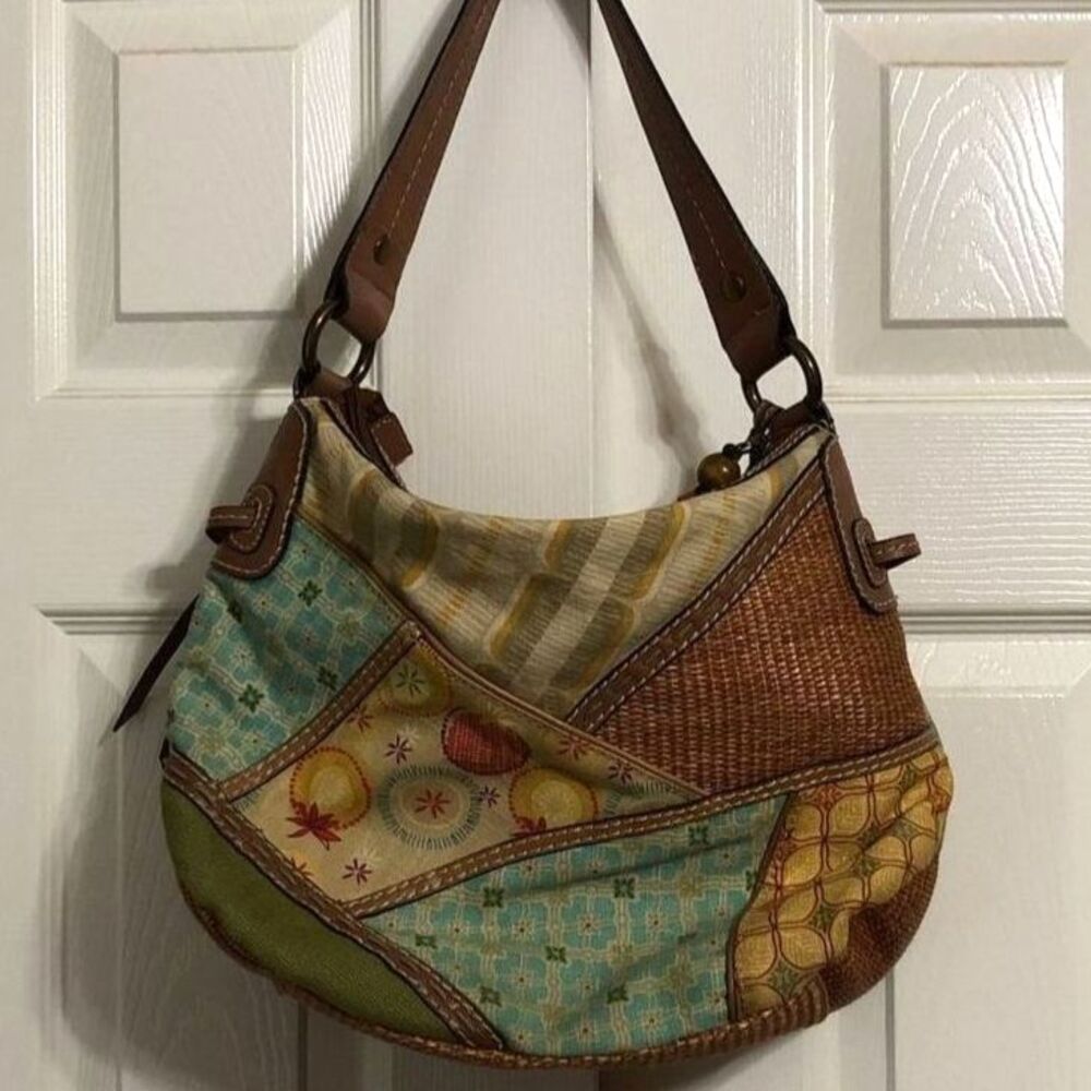 Fossil Purse Patchwork Basket Weave Shoulder Bag